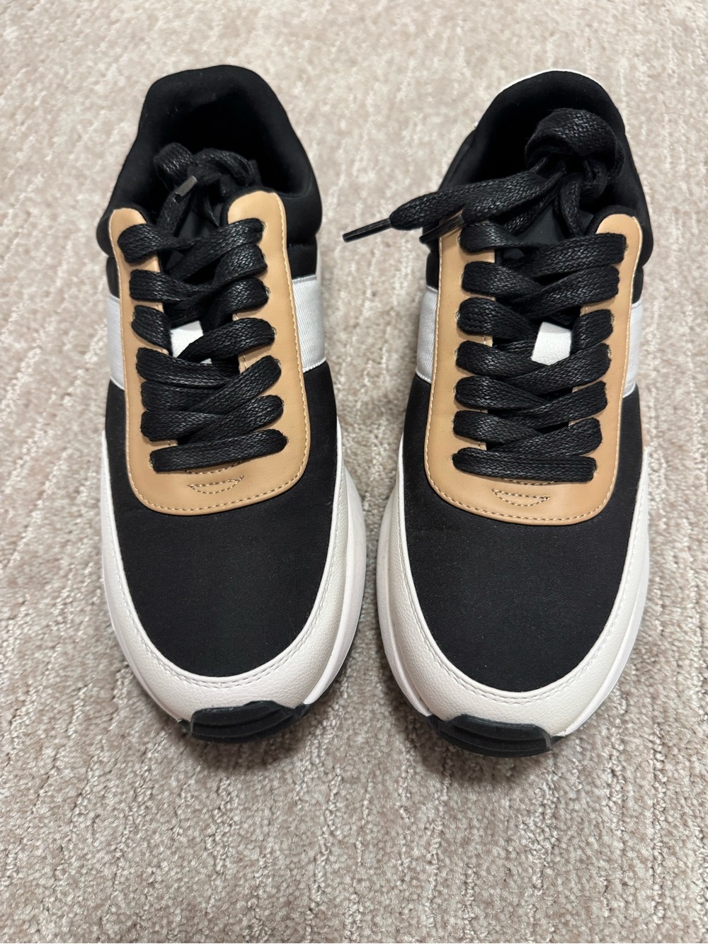 DV by Dolce Vita Black, Tan & White Platform Lace-Up Sneakers